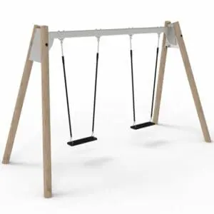 Robinia/stålgunga m/2 säkerhetssitsar