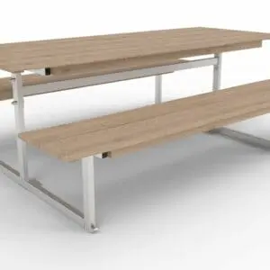 Parkbänk m/stålunderrede och kalmarbrädor 21 mm