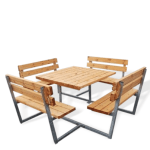 Kvadratiskt bord/bänkset i norrlandsfur