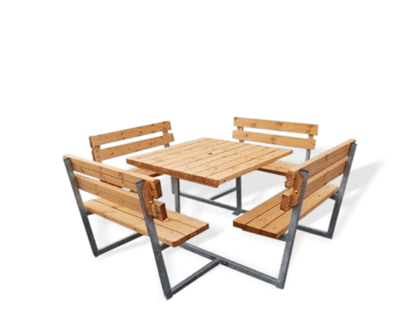 Kvadratiskt bord/bänkset i norrlandsfur