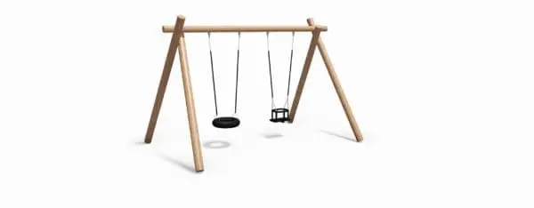 Gunga m. däckgunga, babygunga och gungstativ i robinia