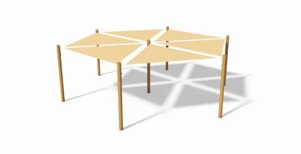 Pe trekantssegel 3x3x3 m offwhite inkl. beslag.
