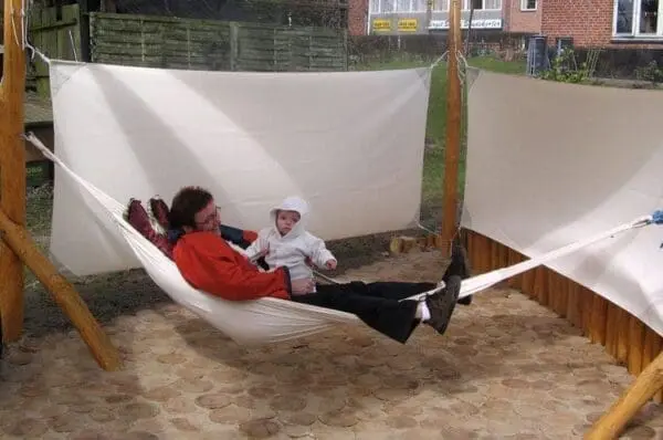 Pe fyrkantigt sidosegel 1,2x3 m - offwhite inkl.beslag