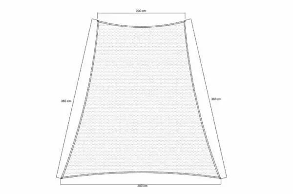 Hdpe trapetssegel 3,6x3,6x3,6x2 m camel inkl. beslag