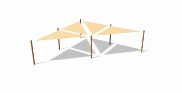 Hdpe rätvinklat segel 3x3x4,2 m - camel inkl.beslag