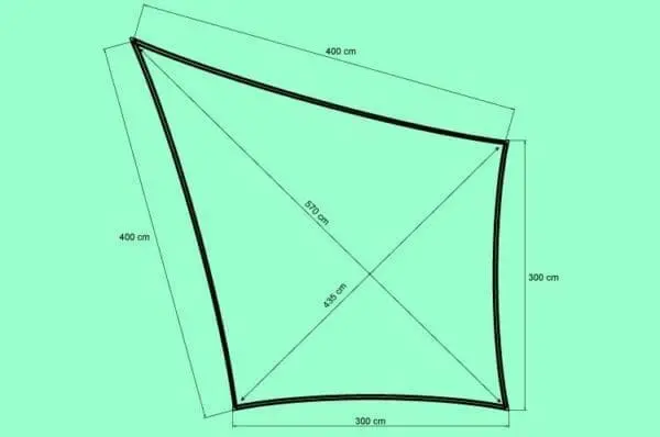Hdpe rätvinklat solsegel med spets 3x3x4x4 m - camel inkl. beslag - Bild 2