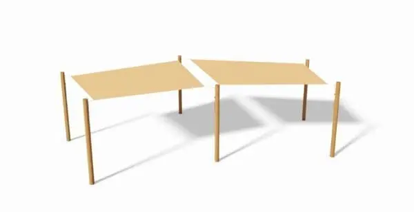 Hdpe rätvinklat solsegel med spets 3x3x4x4 m - camel inkl. beslag