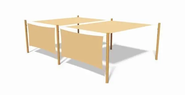 Hdpe fyrkantigt segel 3x4 m - camel m. beslag