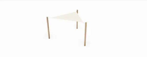 Solsegelsystem 1 st 3x3x3 m. + 3 stolpar + 1 sidosegel