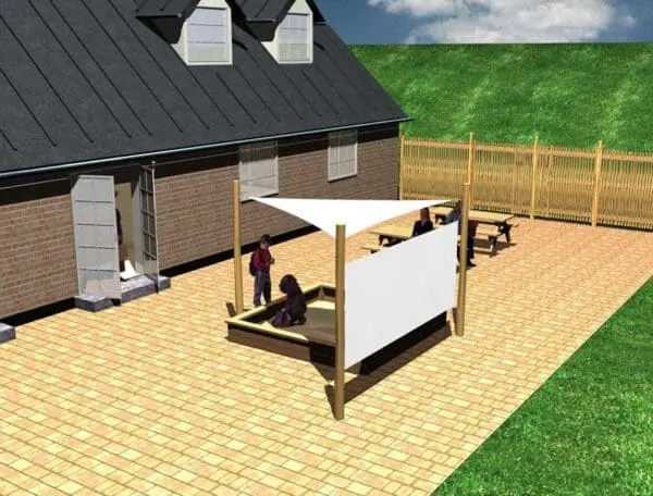 Solsegelsystem 1 st 3x3x3 m. + 3 stolpar på 3 m. - Bild 2