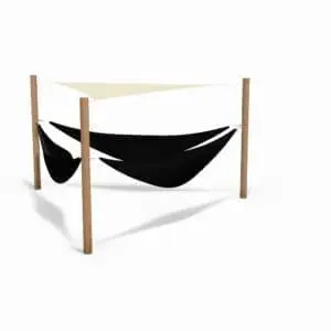 Lille hængekøjesystem inkl. 3 stolper og solsejl