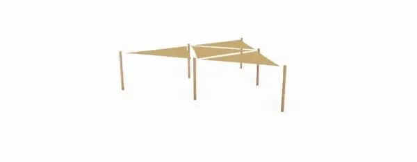 Solsegelsystem  4 st 4x4x4 m. pe + 6 stolpar