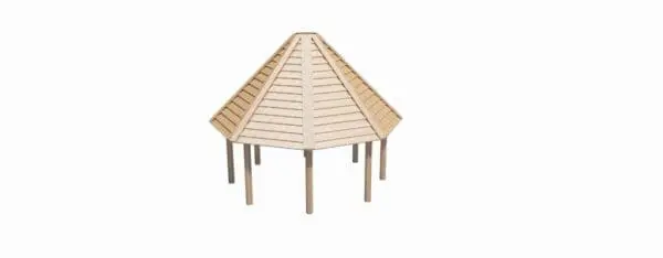 8-kantigt grillhus i robinia och lärk.