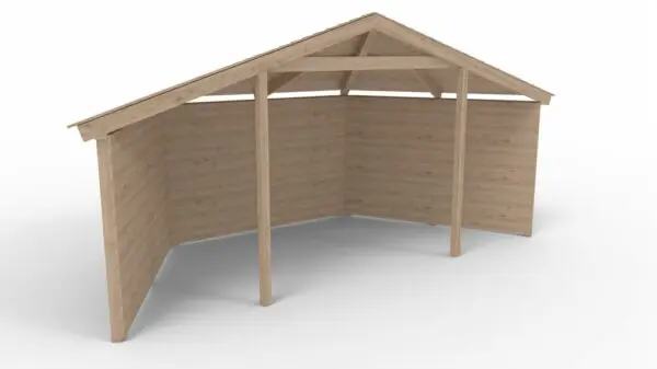 paviljong med lutande tak och sidoväggar,