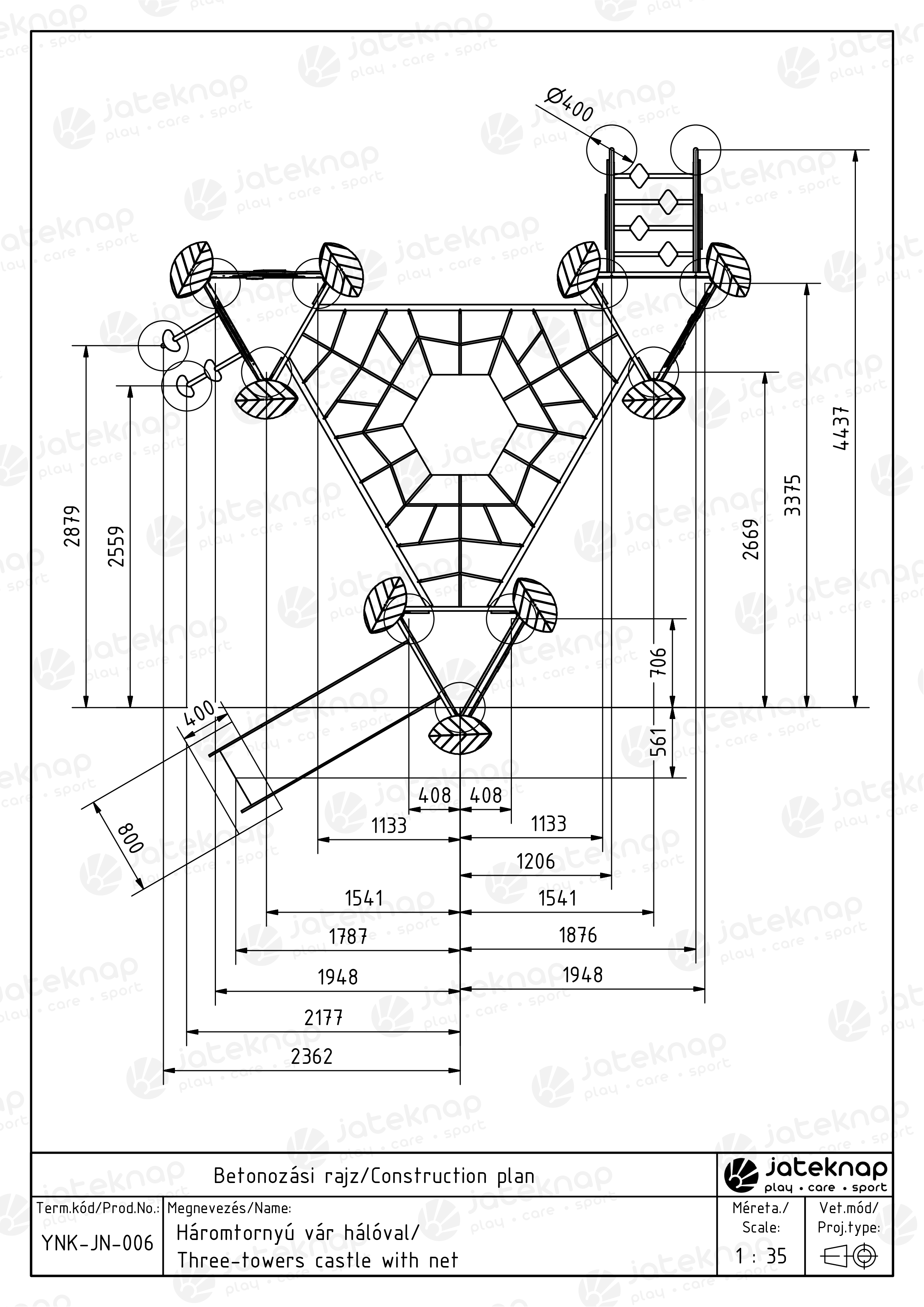 Tre-tårns slot med net - Billede 5