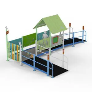 Barrierefri kabine med rampe - hjørne ( Dette kørestol venlige legeredskab )