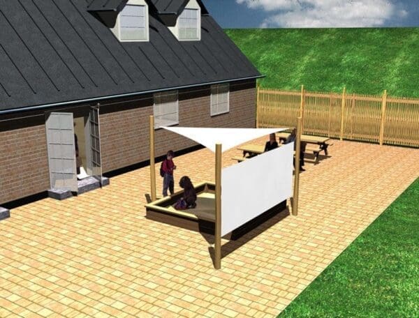 Solsegelsystem 1 st 3x3x3 m. + 3 stolpar på 3 m. - Bild 2
