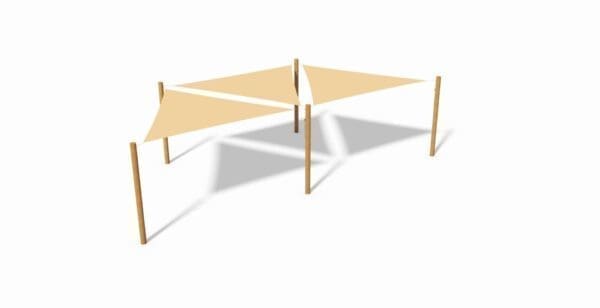 Solsegelsystem 3 st 3,6x3,6x3,6 m. pe solsegel