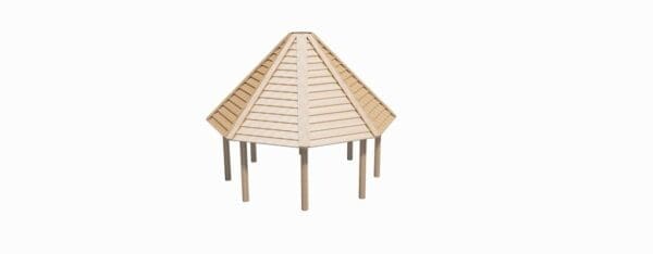 8-kantigt grillhus i robinia och lärk.